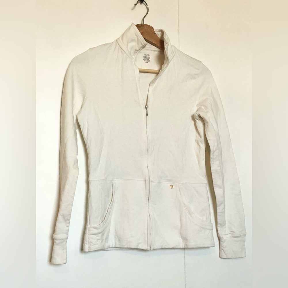 [M] White Y2K Jacob Zip Up Top with Front Pockets